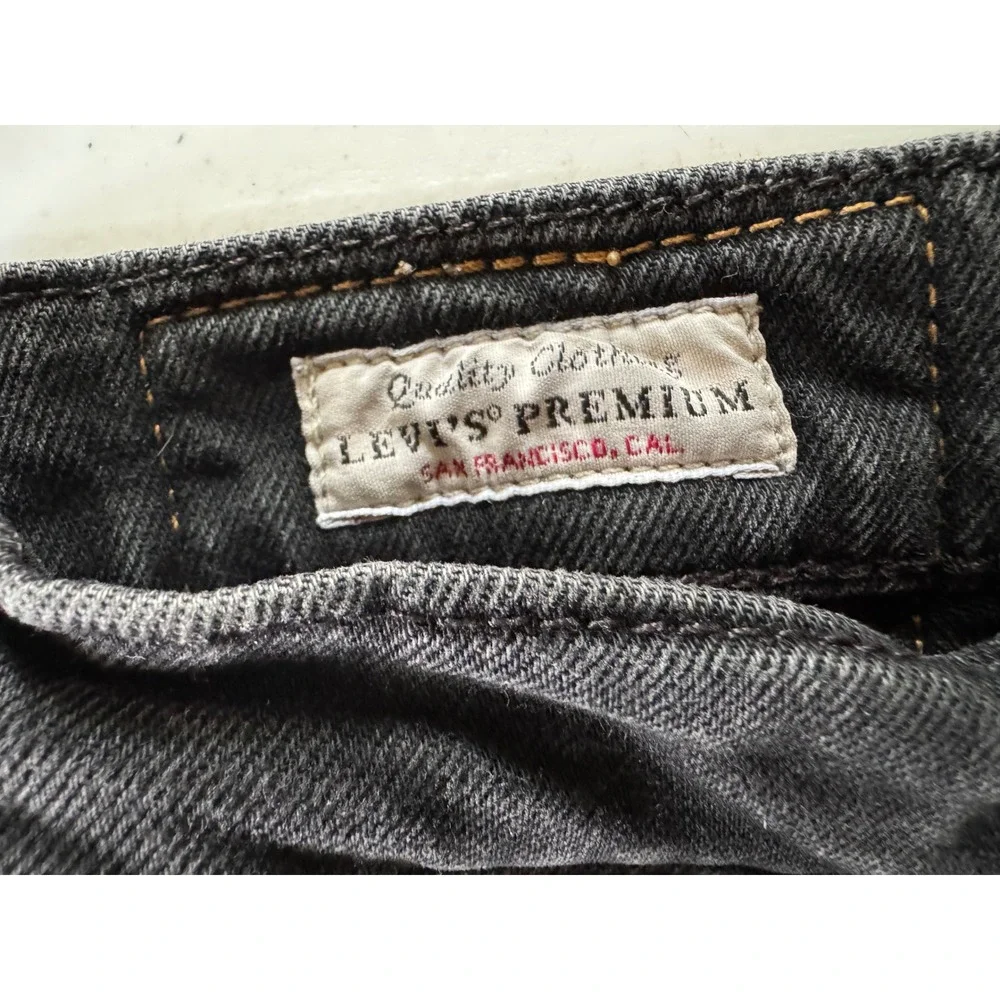 Levis Premium Jeans Faded Black Denim Five Pocket Pants Mens Size 26x10 Rise